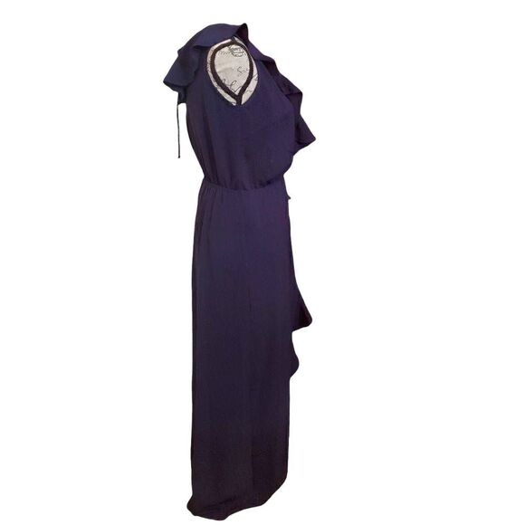 FRAICHE by J Ruffle Ladies Blue Wrap Top Ruffled Front Maxi Dress - Size Small - Picture 2 of 7
